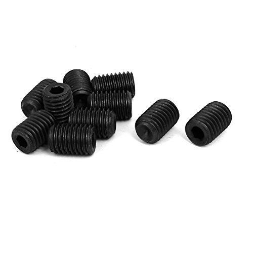 Sourcingmap M14 Dia 20mm Length Head Hex Socket Cup Point Grub Screw Black DIN916 10pcs
