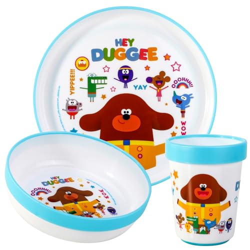 Image of Hey Duggee 3pcs Reusable Bicolor Kids Dinner Tableware Set - 100% BPA-Free