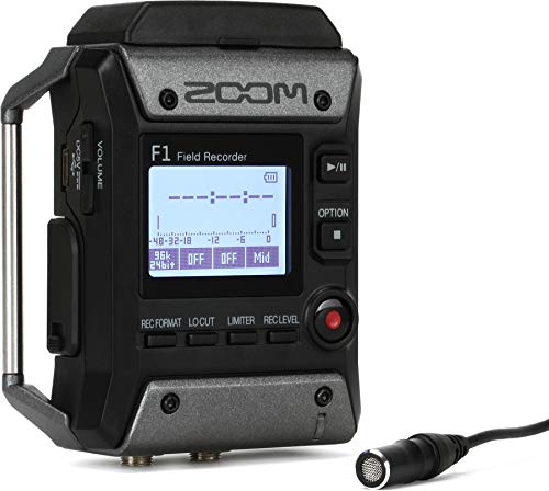 Zoom F1-LP Lavalier Body-Pack Recorder, Audio for Video Recorder, Records to SD Card, Battery Powered, Includes Lavalier Microphone