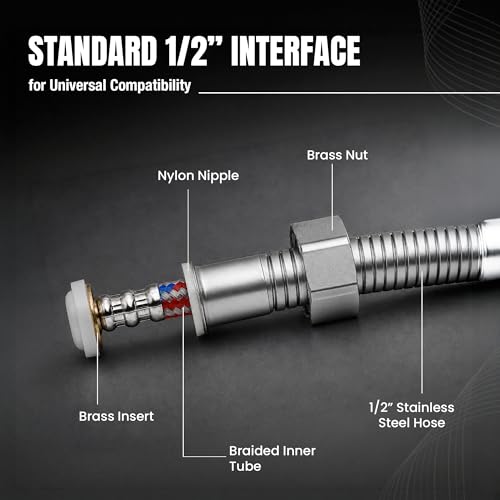 Image of Robustt Premium 304 Stainless Steel Jet Spray Hose Pipe for Toilet (Silver), 1.2m Flexible Hose Pipe with Anti Corrosion Finish, Hand Shower Pipe, Universal G1 /2 Fittings, High Pressure Faucet Pipe