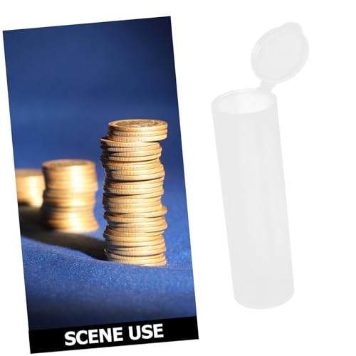 Tubos plásticos transparentes para almacenamiento de monedas, 20 piezas miniatura 3