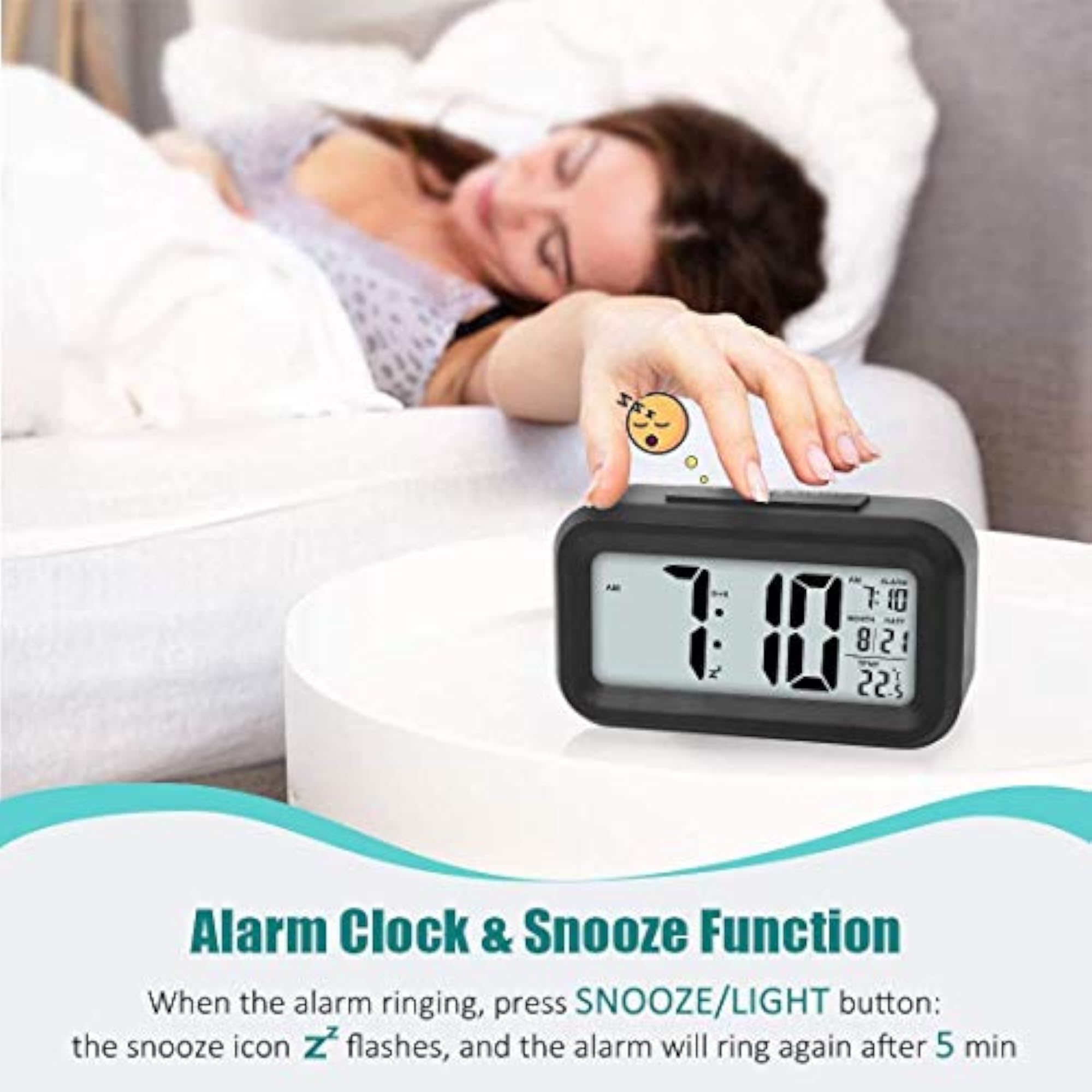 Digital Alarm Clock with Large LCD Display