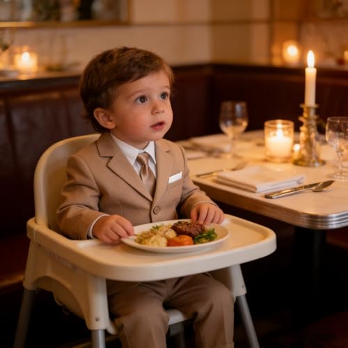 Image of Baby Boy Formal Suit for Toddler Infant Tuxedo Dress Suits | Little Gentleman, Wedding Ring Bearer Outfit, Vest Pants Long-Sleeve Shirt Tie, Birthday Party Christmas Prom, Classic