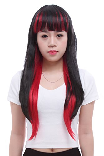 65-70cm Long Black&red Straight Beauty Cosplay Girl Hair Wig Cb23-b