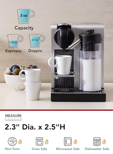 LE TAUCI 3 oz Espresso Cups, Ceramic Demitasse Cup, Mini Coffee Mugs for Home or Office, Stackable Expresso Shots Cup Perfect for Espresso Machine, Set of 4, White - Thumbnail 3