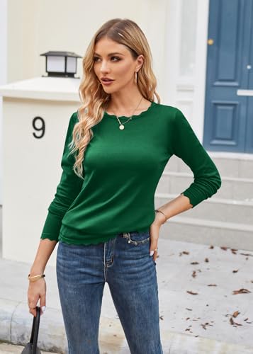 Image of GRACE KARIN Fall Sweaters for Women 2026 Long Sleeve Crewneck Business Casual Tops High Stretchy Knit Fitted Pullover Sweater