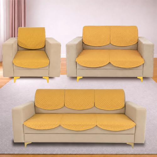 Image of Homerz Premium 'Surya Series' Sofa Cover | Stylish Sofa Protector | Net Fabric | Anti-Stain & Washable Slip Cover Exact Size Antislip (New Jerry Chikku, 6 (3+2+1) Seater, Seat Cover with Backrest)
