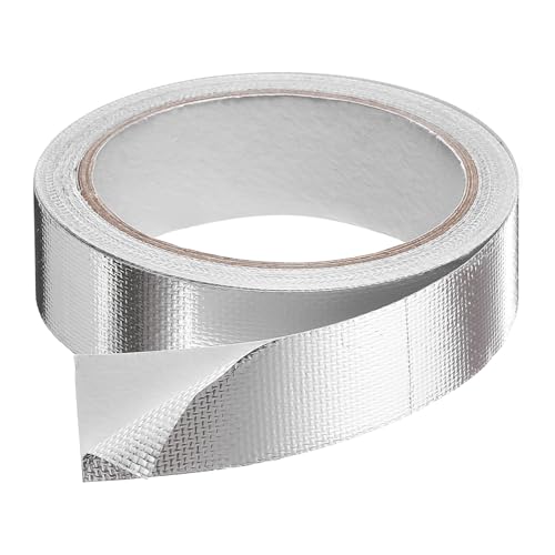 HARFINGTON Heat Shield Tape 1.18" x 32.8 ft Waterproof Sunscreen Sound Insulation High-Temperature Resistance Silver Aluminum Tape Thickness for Automotive Repairs