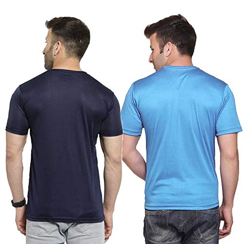 Image of TQH Men Dri Fit Polyester Half Sleeve Round Neck Multicolor t Shirts - Combo Set of 2