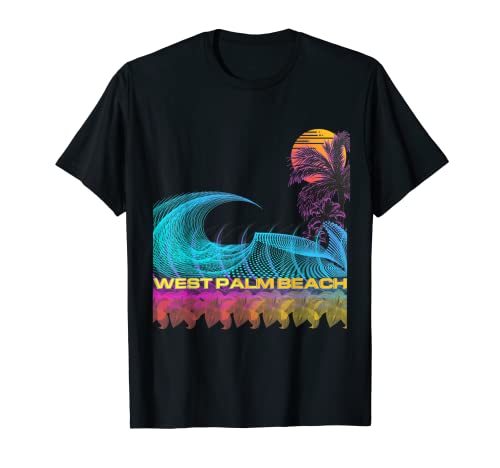 West Palm Beach - Estilo retro de los años 80 Vintage Vaporwave Surf Camiseta