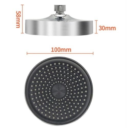 Image of HOUZA Round Shower Head for Bathroom | 4 Inch Single Flow Overhead Shower without Arm | Adjustable Bathroom Shower with Even Water Flow & Rust Resistant | Anti-Clog Silicone Nozzles for Wall Mounting