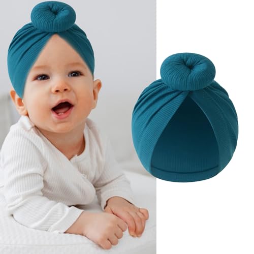 Baby Cotton Turban Hat Elastic Bonnet Caps Headgear with Soft Knotted Bun Design for Newborn Girls 0 to 6 Months2