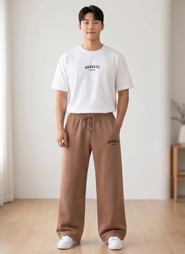 Image of BARKEYO Men's Cotton Baggy Trackpants | Oversized Fit Streetwear & Gym Wear | Comfortable Casual Joggers for Men