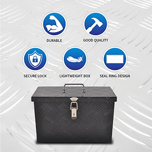 Gesexi 16" Aluminum Truck Bed Tool Box 5 Bar Tread Pick Up Truck Bed Rv Trailer Toolbox Storage Organizer With Top Handle Waterproof Lock And Keys - Black(16"X7.5"X10") #TOP5