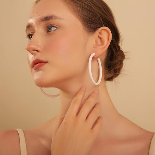 Large Colorful Acrylic Hoop Earrings - Lightweight Fashion Hoops4