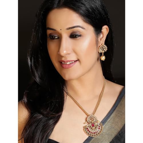 Image of Rubans Gold Plated Necklace Set Traditional Festive Jewellery for Women & Girls