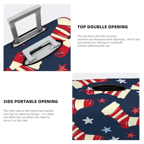 Xmas Christmas Stocking Stars Pattern Travel Luggage Cover Elastic Suitcase Covers Washable Anti Scratch Luggage Dust Covers Protector, Fits 22-24 inch Luggage, M4