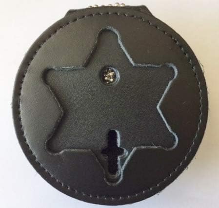 SUNTON 6 Point Ball Tip Bi-Fold Leather Badge Holder, Belt Clip, Neck Chain