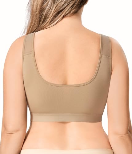 Image of BRABIC Wireless Zip Front Closure Bras for Women No Underwire Full Coverage Comfort Everyday Post Surgery Compression Bra