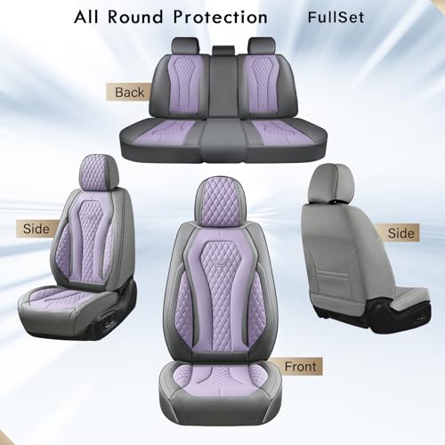 Image of Coverado Automotive Seat Covers, Car Seat Covers Full Set, Purple Car Seat Cover, Car Seat Covers Front Seats Back Seat Cover, Waterproof Car Seat Cushion,Leather Seat Protector Fit for Most Cars