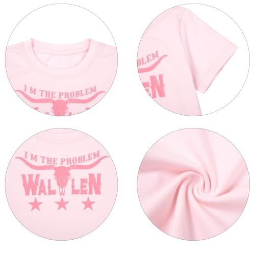 Image of Girls Western Shirt Toddler Tassels Cowgirl T-Shirt Im The Problem Country Concert Shirts Summer Short Sleeve Top