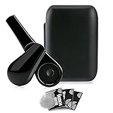 Reusable Tobacco Pipe Scraper Set, Portable Spoon-Style Wood-like Smoking Pipe With Cleaner Tamper and Black Bag-BLA