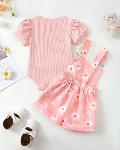 SUNNY PIGGY Baby Girl Clothes Summer Outfit Short Sleeve Overalls Suspender Infant Girls Short Set Shorts Clothing3