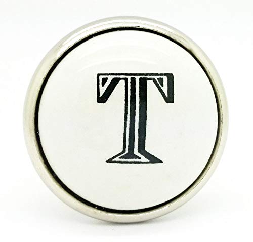G Decor Letter White Monograms Ceramic Door Knobs (T)