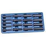 Genius Tools 17pc 1/5,1 cm Dr. Metric Deep Thin Wall Auswirkungen Socket Set (12-kant) (CR-MO) di-417md