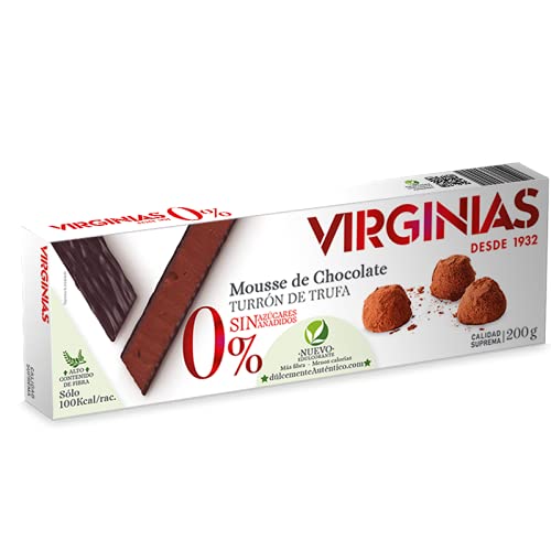 VIRGINIAS - Turrón Trufado de Chocolate sin Azúcares Añadidos con un Nuevo Edulcorante 200g