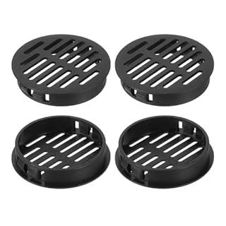 sourcing map Round Soffit Vents 2 inch, 4Pcs Black Plastic 50mm Soffit Vent Cover - Circular Air Vent Grille - Air Flows Easily for Bathroom Home, Office, Kitchen, Cabinet, Wardrobe