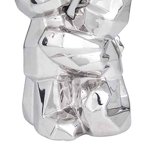Escultura de porcelana perro cubista plateada 8x5x12 pulg miniatura 4