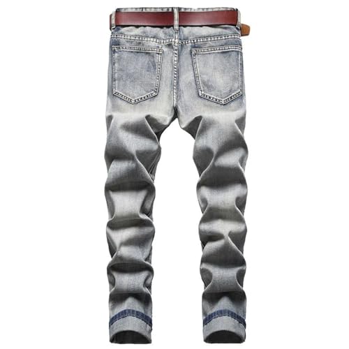 Men's Ripped Jeans (Without Belt) Slim Straight Denim Pants Casual Hip Hop Streetwear3