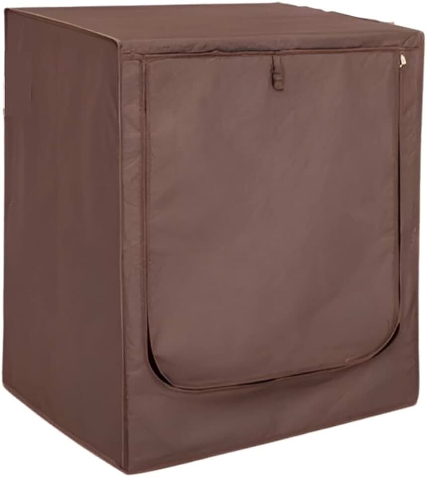 Capa para Máquina de Lavar Frontal e Lava e Seca Impermeável com Zíper, Tamanho M (8,5kg a 12kg), Marrom