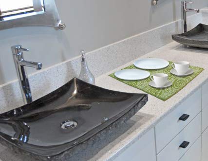 Image of Inditradition Kitchen Sink Utensil Drying Draining Mat | Microfiber Utensils Drying Mat, Green Printed (15 x 20 Inches)