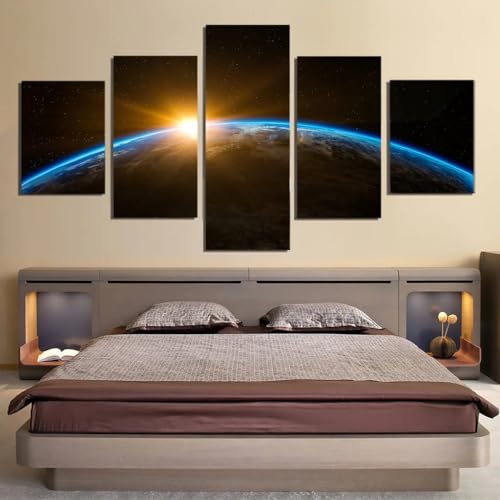 Decoration murale pour salon impression toile geante planete terre