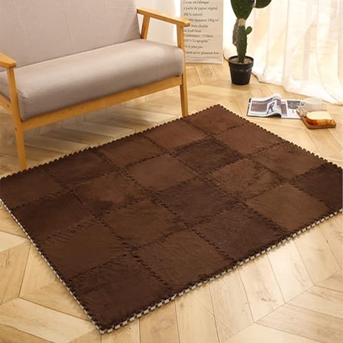 JFGCTYHXY Alfombras, 10 baldosas de Alfombra entrelazadas Felpa, decoración del hogar, tapetes Espuma for Rompecabezas, entrelazada Antideslizante(Dark Coffee)