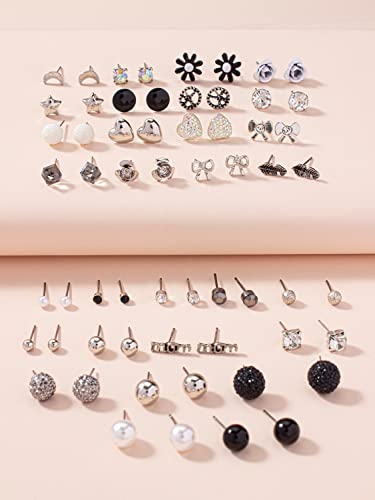 Image of Shining Diva Fashion 30 Pairs Combo Set Stylish Crystal Pearl Earrings for Women and Girls