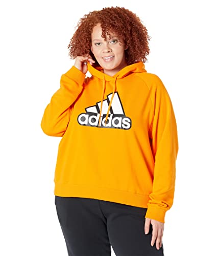 Sweat à capuche Adidas Brand Love Q1 orange et blanc en taille L pour homme