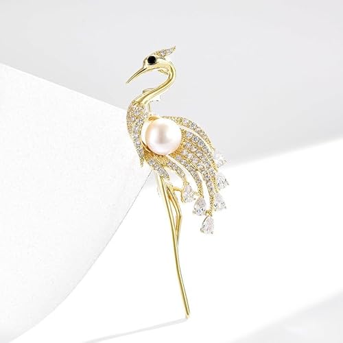 UNVAK Elegant Cranes Brooch Pin with Pearl and Rhinestones - Gold-Plated Jewelry Gift for Women and Girls - Image 5