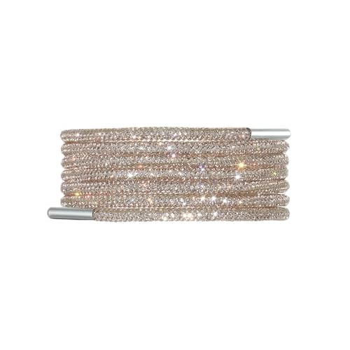 2個 ラインストーン 靴紐 ダイヤモンド 靴紐 スニーカー レース DIY 紐 レディース メンズ ラウンド 靴紐 100/120/140/160CM(Beige,120cm)