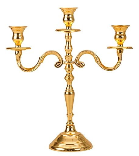 Candelabro de 3 Brazos, Exterior de Metal Dorado Altura 31 cm Anchura 26,5 cm | Ya disponible en tu tienda friki favorita! En mundofriki.es!