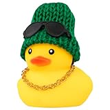 wonuu Rubber Duck Car Ornaments Yellow Duck Car Dashboard Decorations with Propeller Helmet for Christmas Decor and Home Decorations for Adults (U-Green)