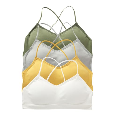 Zcargel Seamless Training Bras 1/4PCS Girls Wirefree Crisscross Back Wrap Around Bra Padded Sports Lightweight Breathable Bra3