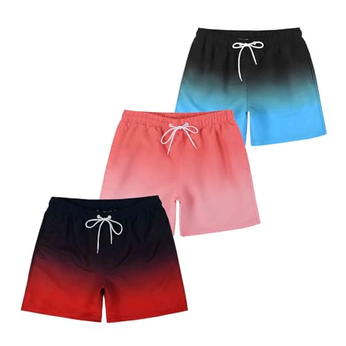 SUNDAY ROSE 3 Pack Mens Swim Trunks with Mesh Lining Quick Dry Swim Shorts Bathing Suit for Men - Main Image