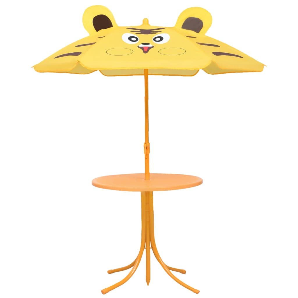 Salon de jardin 3 pièces avec parasol pour enfant Jaune
