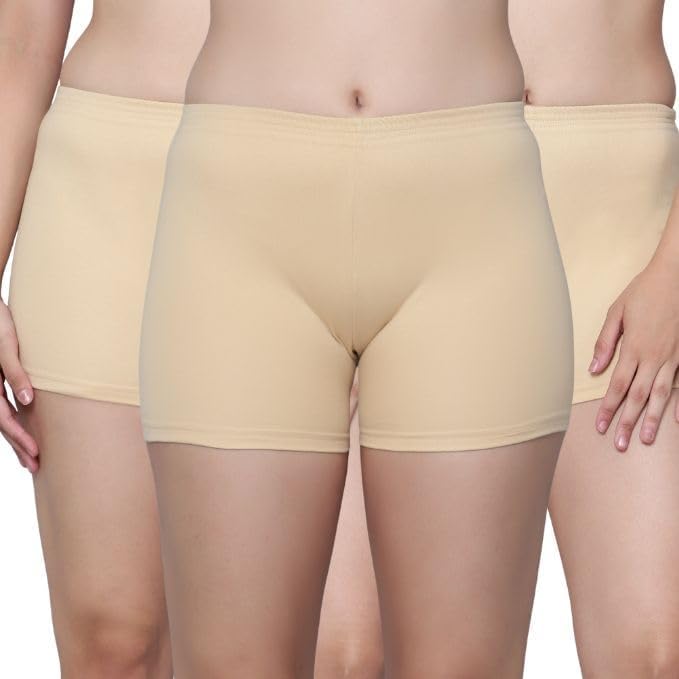 Image of Aimly Cotton Stretchable Cycling Gym Yoga Above Knee Slip Shorts for Women Combo Pack of 3