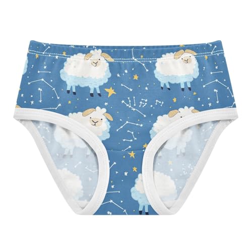 Wusikd Sheep Girls' Underwear Cotton Blue Stars Girls Briefs Soft Toddler Underwear 2T