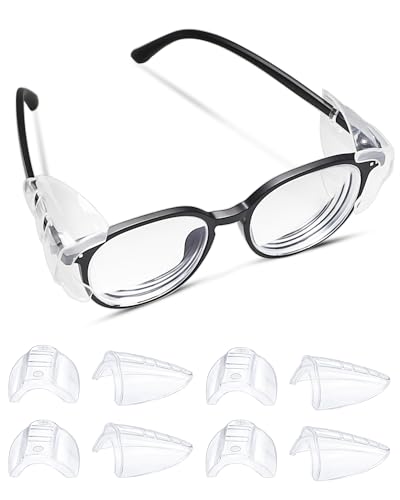 4 Pares Protectores Laterales de Gafas Protección Lateral de Seguridad para Gafas Transparente Antideslizante Protector Flexible Protección a Gafas de Seguridad para Anteojos Pequeños Medianos