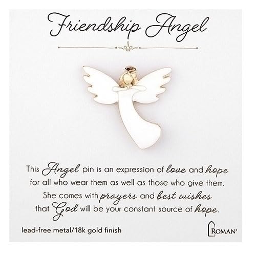 Image of Roman Friendship Angel Pin Gift Box, 1.5-inch Height, Silver-tone, Zinc Alloy, Jewelry Accessories